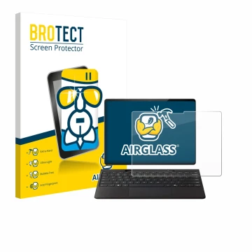 Face avant d’un emballage produit avec le logo de la marque BROTECT. À côté, l’appareil Microsoft Surface Pro Copilot+ 13