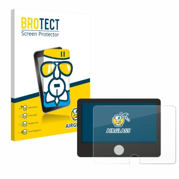 Face avant d’un emballage produit avec le logo de la marque BROTECT. À côté, l’appareil Dynavin D9-DCX Plus Flex - C est repré