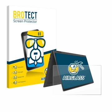 Face avant d’un emballage produit avec le logo de la marque BROTECT. À côté, l’appareil Lenovo IdeaPad Flex 5 14ALC05 est repr