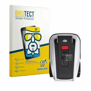 Face avant d’un emballage produit avec le logo de la marque BROTECT. À côté, l’appareil Ecovacs Goat O800 RTK est représenté a