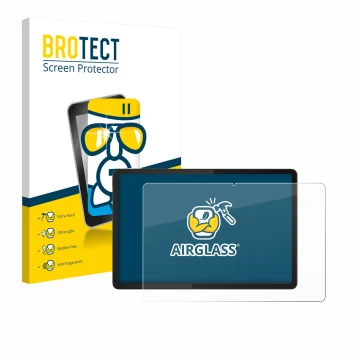 Face avant d’un emballage produit avec le logo de la marque BROTECT. À côté, l’appareil Lenovo Tab K11e est représenté avec la