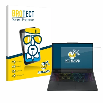 Face avant d’un emballage produit avec le logo de la marque BROTECT. À côté, l’appareil Lenovo Legion 5i Gen 10 15