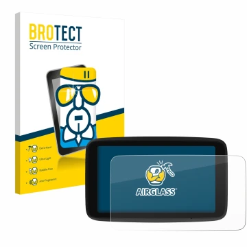 Face avant d’un emballage produit avec le logo de la marque BROTECT. À côté, l’appareil TomTom GO Classic 6