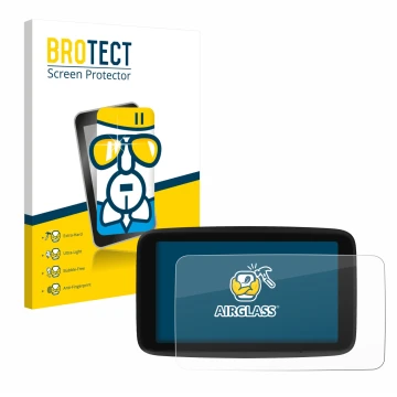 Face avant d’un emballage produit avec le logo de la marque BROTECT. À côté, l’appareil TomTom GO Classic 5