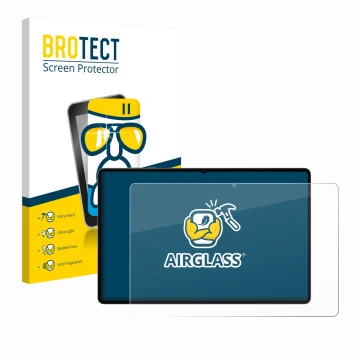 Face avant d’un emballage produit avec le logo de la marque BROTECT. À côté, l’appareil Samsung Galaxy Tab S11 Ultra est repré