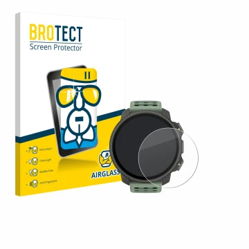 Face avant d’un emballage produit avec le logo de la marque BROTECT. À côté, l’appareil Suunto Vertical 2 est représenté avec 