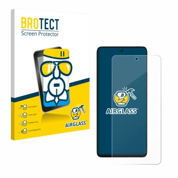 Face avant d’un emballage produit avec le logo de la marque BROTECT. À côté, l’appareil Xiaomi Poco M7 Pro 4G est représenté a