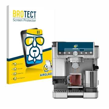 Face avant d’un emballage produit avec le logo de la marque BROTECT. À côté, l’appareil Ninja Luxe Cafe Pro ES701EU est représ