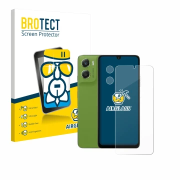Face avant d’un emballage produit avec le logo de la marque BROTECT. À côté, l’appareil Motorola Moto G06 Power (Avant+Caméra)
