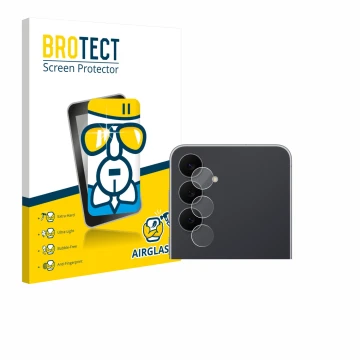 Face avant d’un emballage produit avec le logo de la marque BROTECT. À côté, l’appareil Samsung Galaxy S25 FE Enterprise Editi
