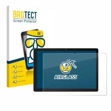 Face avant d’un emballage produit avec le logo de la marque BROTECT. À côté, l’appareil Yicty MB1001 10.1
