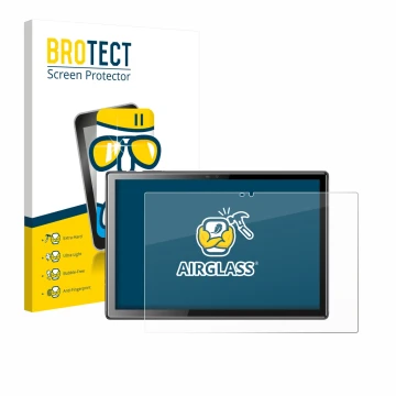 Face avant d’un emballage produit avec le logo de la marque BROTECT. À côté, l’appareil Tibuta A10 10.1