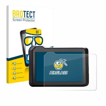 Face avant d’un emballage produit avec le logo de la marque BROTECT. À côté, l’appareil KTM 990 Duke 2024 est représenté avec 