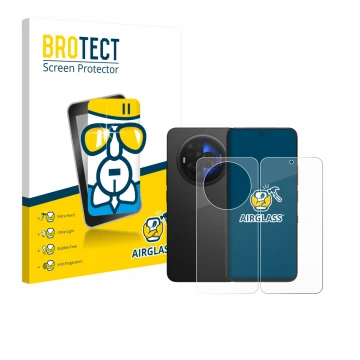 Face avant d’un emballage produit avec le logo de la marque BROTECT. À côté, l’appareil TCL NXTPAPER 60 Ultra (Avant+Arrière) 