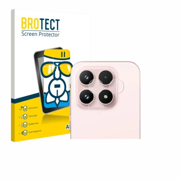 Face avant d’un emballage produit avec le logo de la marque BROTECT. À côté, l’appareil Xiaomi 17 (Caméra UNIQUEMENT) est repr