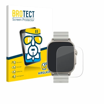 Face avant d’un emballage produit avec le logo de la marque BROTECT. À côté, l’appareil realme Watch 5 est représenté avec la 