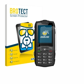 Face avant d’un emballage produit avec le logo de la marque BROTECT. À côté, l’appareil Hammer Rock est représenté avec la pro