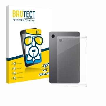 Face avant d’un emballage produit avec le logo de la marque BROTECT. À côté, l’appareil Samsung Galaxy Tab A11 8.7