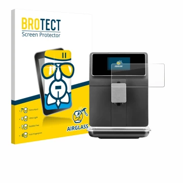 Face avant d’un emballage produit avec le logo de la marque BROTECT. À côté, l’appareil WMF Perfection 860L est représenté ave