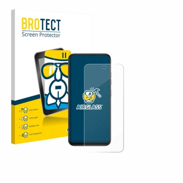 Face avant d’un emballage produit avec le logo de la marque BROTECT. À côté, l’appareil Infinix Smart 10 est représenté avec l
