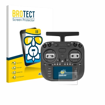 Face avant d’un emballage produit avec le logo de la marque BROTECT. À côté, l’appareil Radiomaster TX15 Max est représenté av