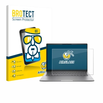 Face avant d’un emballage produit avec le logo de la marque BROTECT. À côté, l’appareil HP ZBook 8 G1a 14
