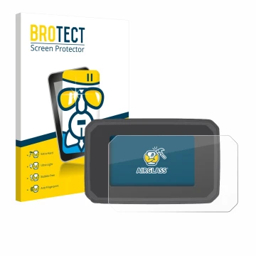 Face avant d’un emballage produit avec le logo de la marque BROTECT. À côté, l’appareil Honda CB125R 2024 est représenté avec 