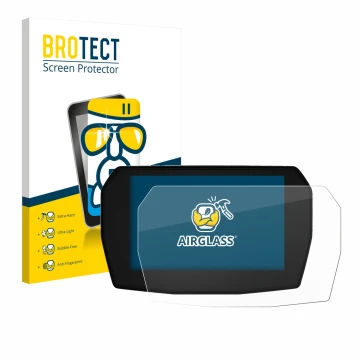 Face avant d’un emballage produit avec le logo de la marque BROTECT. À côté, l’appareil Ducati Streetfighter V2 2025 est repré