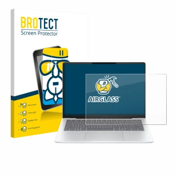 Face avant d’un emballage produit avec le logo de la marque BROTECT. À côté, l’appareil HP OmniBook 5 14 est représenté avec l