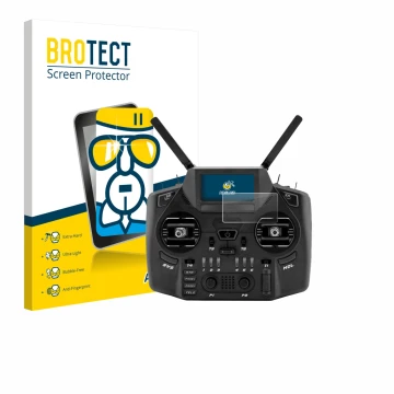 Face avant d’un emballage produit avec le logo de la marque BROTECT. À côté, l’appareil Radiomaster GX12 est représenté avec l