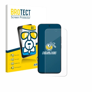 Face avant d’un emballage produit avec le logo de la marque BROTECT. À côté, l’appareil Xiaomi Redmi K90 Pro Max est représent