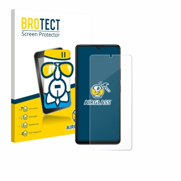 Face avant d’un emballage produit avec le logo de la marque BROTECT. À côté, l’appareil Cubot X100 est représenté avec la prot