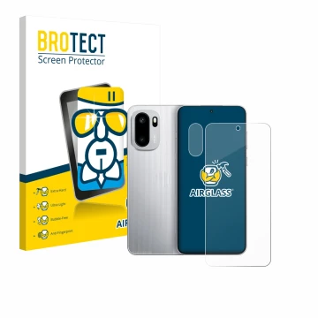 Face avant d’un emballage produit avec le logo de la marque BROTECT. À côté, l’appareil OnePlus Ace 6 (Avant+Caméra) est repré