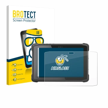 Face avant d’un emballage produit avec le logo de la marque BROTECT. À côté, l’appareil Hematec SolidTab G99 10