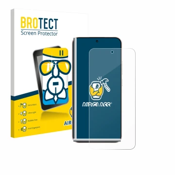 Face avant d’un emballage produit avec le logo de la marque BROTECT. À côté, l’appareil Oppo Reno 14 est représenté avec la pr