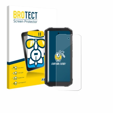 Face avant d’un emballage produit avec le logo de la marque BROTECT. À côté, l’appareil Cubot King Kong Mini 4 est représenté 