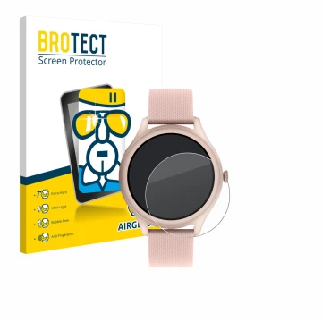 Face avant d’un emballage produit avec le logo de la marque BROTECT. À côté, l’appareil Reflex Active Spectra 300 R AMOLED 1.4