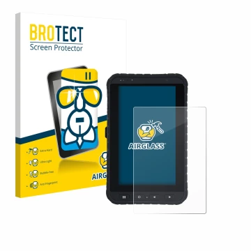 Face avant d’un emballage produit avec le logo de la marque BROTECT. À côté, l’appareil Winmate M700DQ8 est représenté avec la