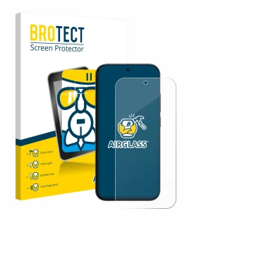 Face avant d’un emballage produit avec le logo de la marque BROTECT. À côté, l’appareil Xiaomi Redmi K90 est représenté avec l