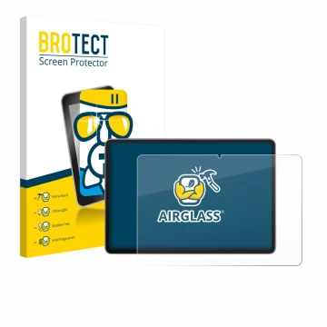 Face avant d’un emballage produit avec le logo de la marque BROTECT. À côté, l’appareil Huawei MatePad 11.5