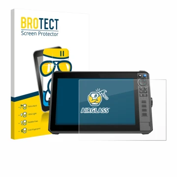 Face avant d’un emballage produit avec le logo de la marque BROTECT. À côté, l’appareil Lowrance HDS-12 Pro est représenté ave
