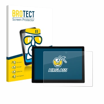 Face avant d’un emballage produit avec le logo de la marque BROTECT. À côté, l’appareil Wortmann Terra Pad 1200V2 12.3
