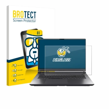 Face avant d’un emballage produit avec le logo de la marque BROTECT. À côté, l’appareil ASUS ROG Strix G18 G815 2025 est repré