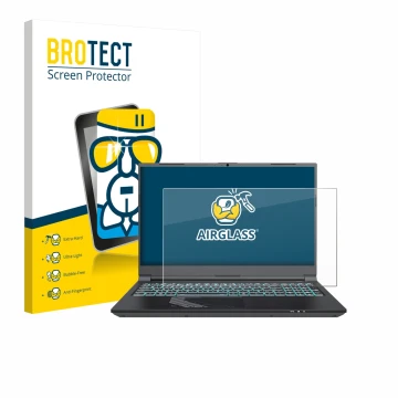 Face avant d’un emballage produit avec le logo de la marque BROTECT. À côté, l’appareil Gigabyte G5 2024 est représenté avec l