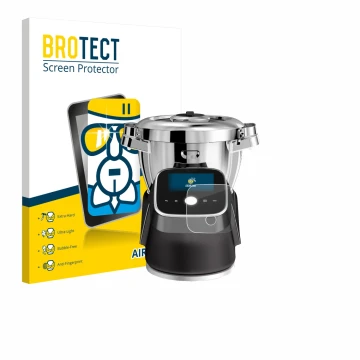 Face avant d’un emballage produit avec le logo de la marque BROTECT. À côté, l’appareil Moulinex i-Companion Touch Pro est rep