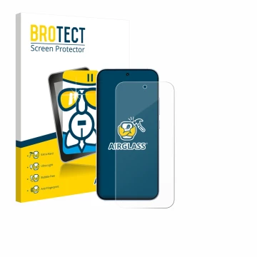 Face avant d’un emballage produit avec le logo de la marque BROTECT. À côté, l’appareil Oppo Reno 15 est représenté avec la pr