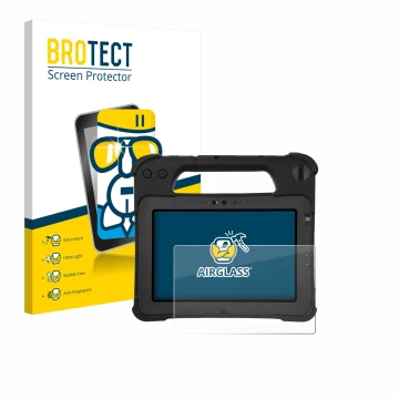 Face avant d’un emballage produit avec le logo de la marque BROTECT. À côté, l’appareil Zebra XPad L10ax est représenté avec l