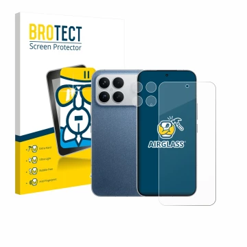 Face avant d’un emballage produit avec le logo de la marque BROTECT. À côté, l’appareil Xiaomi Poco F8 Ultra (Avant+Caméra) es