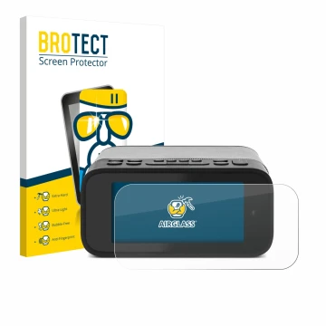 Face avant d’un emballage produit avec le logo de la marque BROTECT. À côté, l’appareil TechniSat Digitradio 52 BT est représe