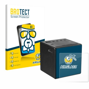 Face avant d’un emballage produit avec le logo de la marque BROTECT. À côté, l’appareil Sony ICF-C1 est représenté avec la pro